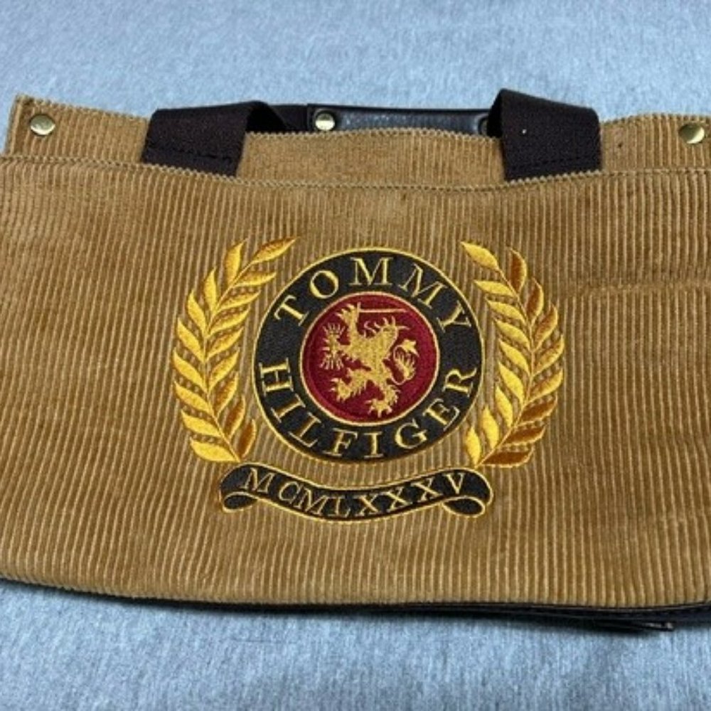 Tommy Hilfiger Corduroy Clutch, Handbag, Small tote, Vintage Purse.